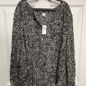 Old navy cheetah animal print blouse womens large new